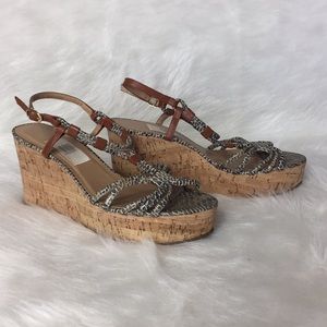 JILDOR PLATFORM CORK WEDGE STRAP SNAKE SKIN SANDAL